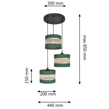 Подвесная люстра HELEN 3xE27/60W/230V зеленый/золотистый