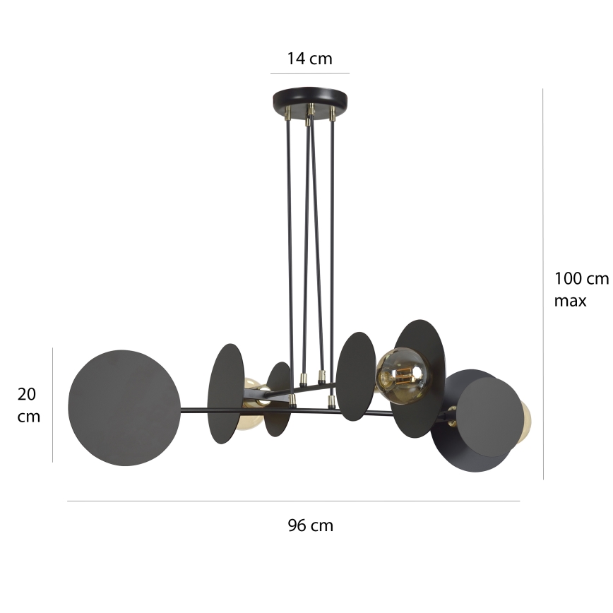 Подвесная люстра IDEA 4xE27/15W/230V черный