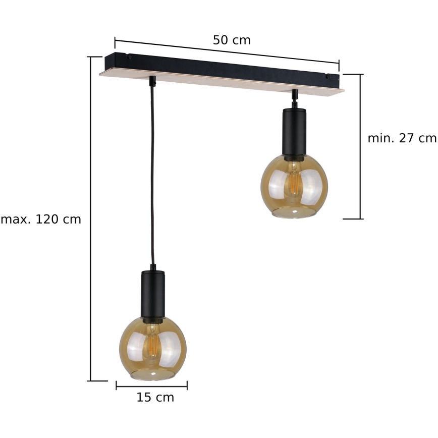 Подвесная люстра JANTAR WOOD 2xE27/60W/230V