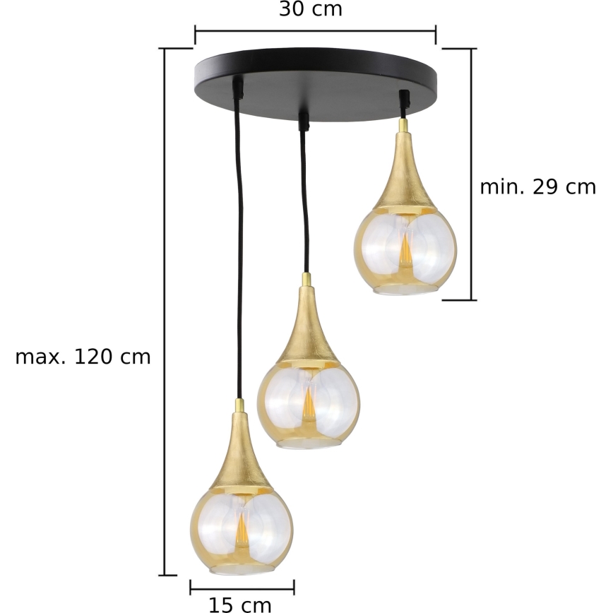 Подвесная люстра LACRIMA HONEY 3xE27/60W/230V диаметр 30 см