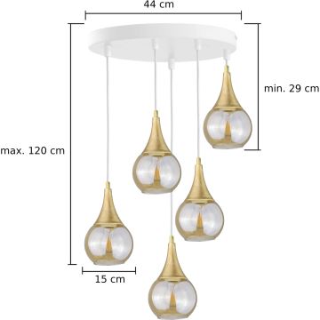 Подвесная люстра LACRIMA WHITE 5xE27/60W/230V диаметр 45 см