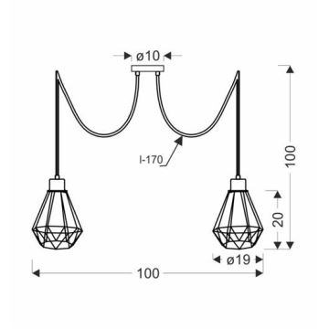 Подвесная люстра PRIMO 2xE27/60W/230V черный/золотистый