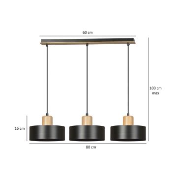 Подвесная люстра TORIN 3xE27/15W/230V черный