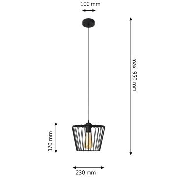 Подвесная люстра TORRI 1xE27/15W/230V диаметр 23 см черный