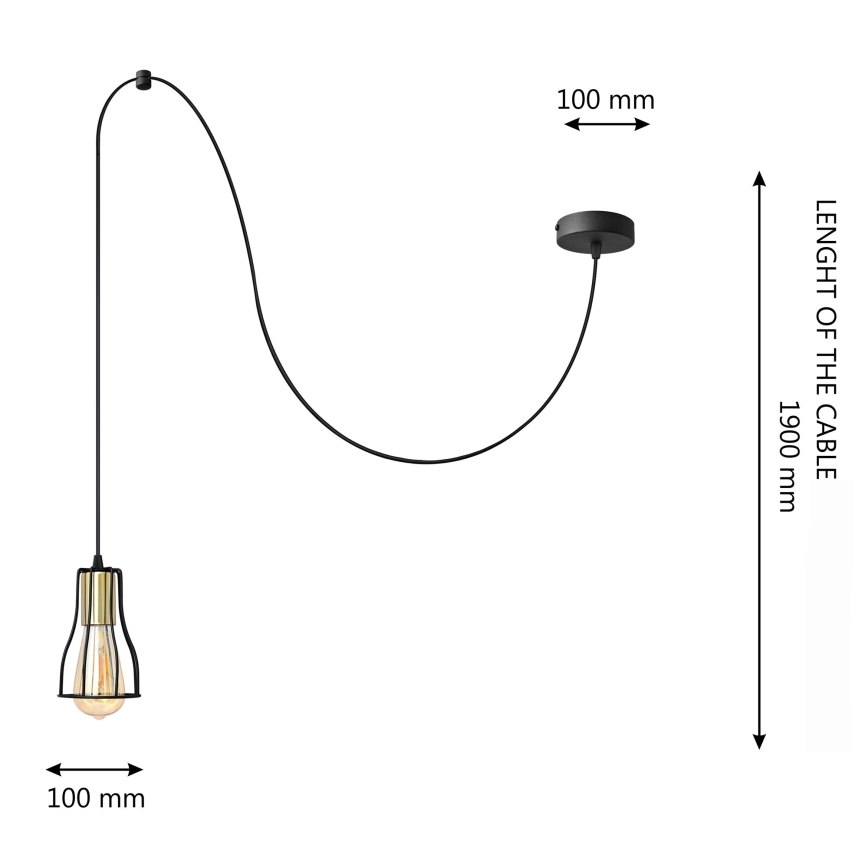 Подвесная люстра TUBE 1xE27/15W/230V черный/золотистый