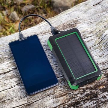 Повербанк із сонячною батареєю Power Delivery 10000mAh/10W/5V чорний