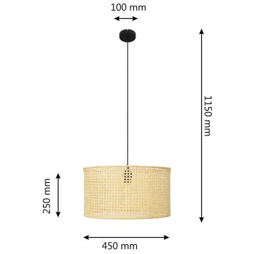 Підвісна люстра ALBA 1xE27/60W/230V діаметр 45 cm ротанґ/чорний