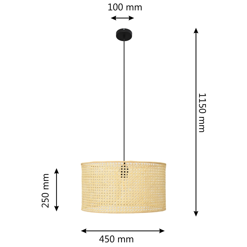 Підвісна люстра ALBA 1xE27/60W/230V діаметр 45 cm ротанґ/чорний