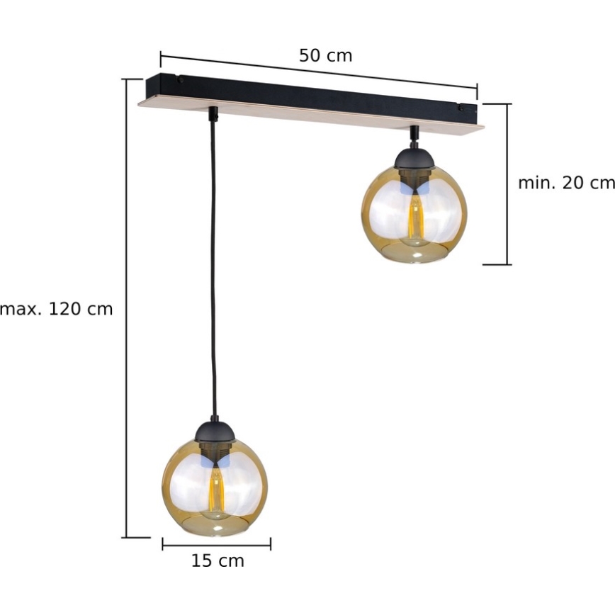 Підвісна люстра AMBRE WOOD 2xE27/60W/230V