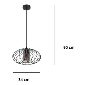 Підвісна люстра CORRINI 1xE27/60W/230V діаметр 34 см чорний/сірий