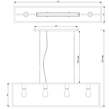 Підвісна люстра FRAME 4xE27/60W/230V чорний