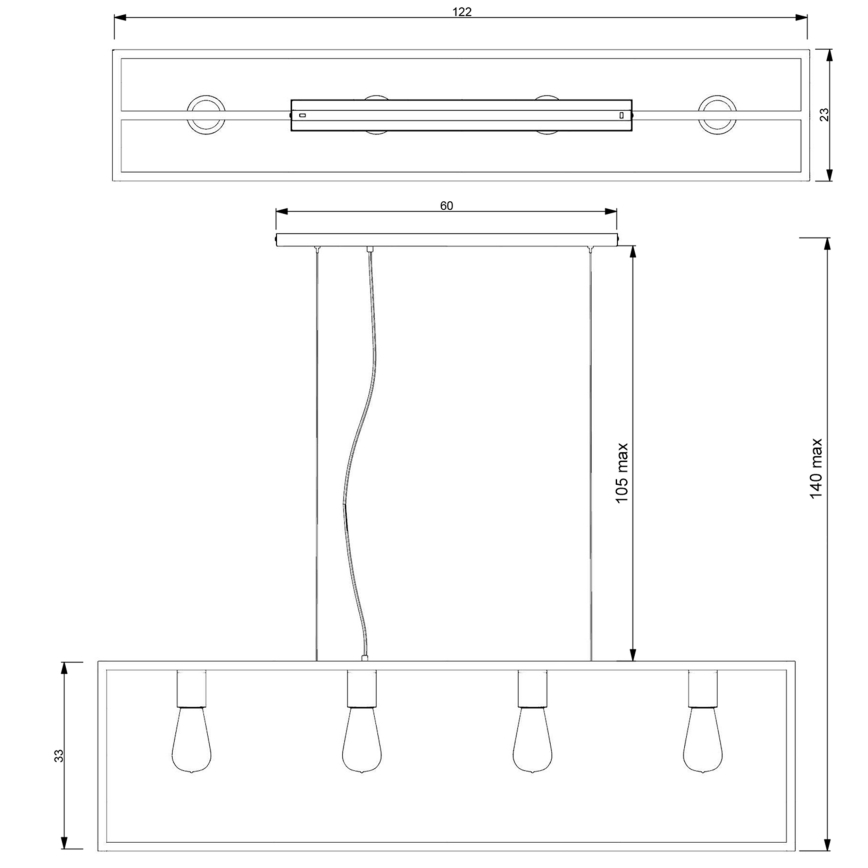 Підвісна люстра FRAME 4xE27/60W/230V чорний