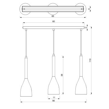 Підвісна люстра MUZA 3xE27/60W/230V