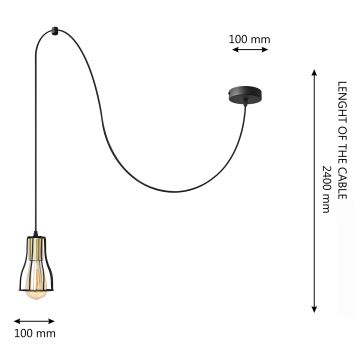 Підвісна люстра TUBE LONG 1xE27/15W/230V чорний/золотий