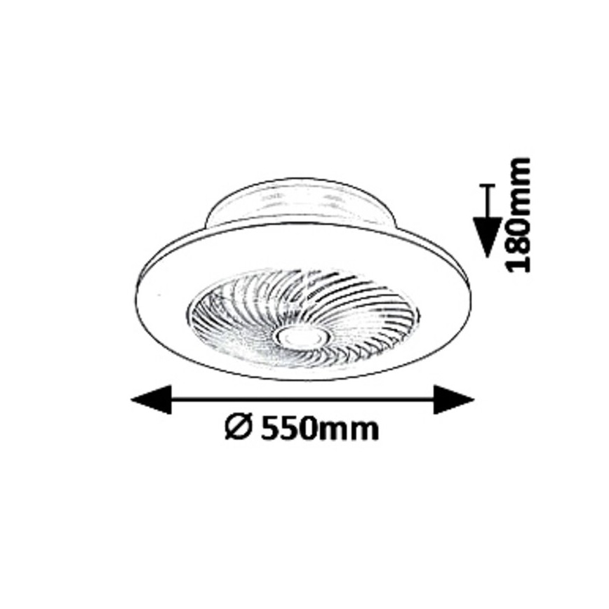 Rabalux - LED Стельовий світильник з регулятором яскравості та вентилятором DALFON LED/36W/230V 3000-6000K + пульт дистанційного керування