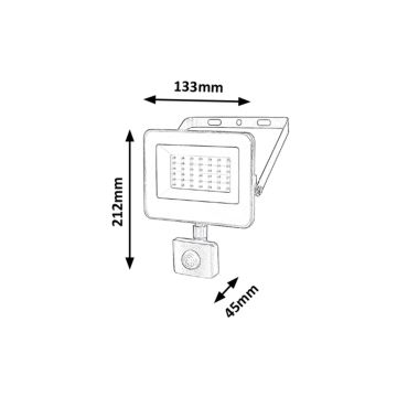 Rabalux - Светодиодный прожектор с датчиком LED/30W/230V 4000K IP44 черный