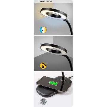 Rabalux - LED Сенсорна настільна лампа з регулюванням яскравості та бездротовою зарядкою LED/5W/5V 2700-6000K білий