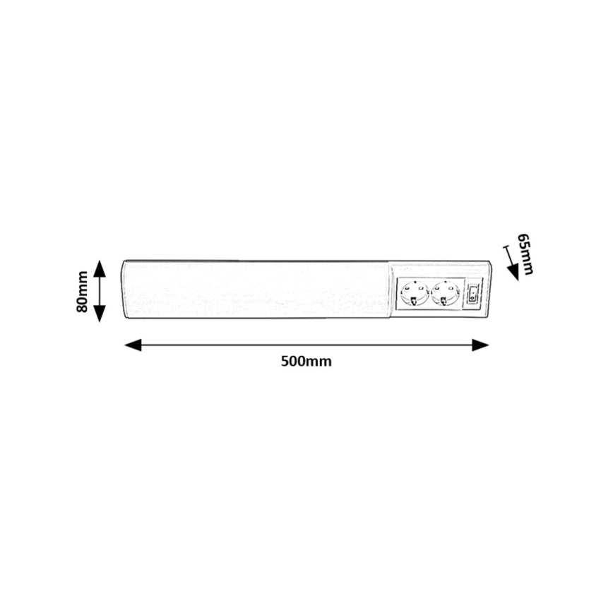 Rabalux - Светодиодная лампа для подсветки кухонной столешницы с 2 розетками LED/10W/230V 4000K 50 см белый