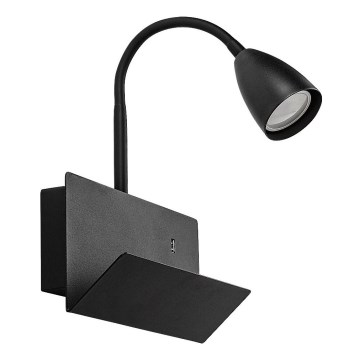 Rabalux - Настінна лампа з поличкою і USB-портом 1xGU10/25W/230V чорний
