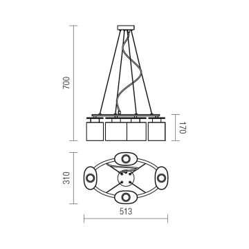 Redo 01-1030 - Подвесная люстра SHAPE 4xE14/28W/230V