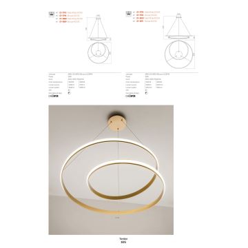 Redo 01-1793 - Светодиодная подвесная люстра с регулированием яркости TORSION LED/29W/230V диаметр 55 см белый