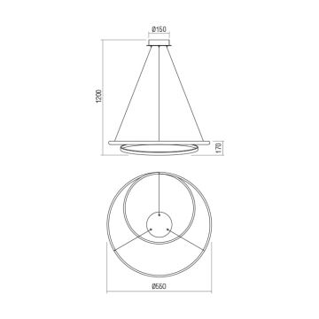 Redo 01-1794 - Светодиодная подвесная люстра с регулированием яркости TORSION LED/29W/230V диаметр 55 см бронзовый