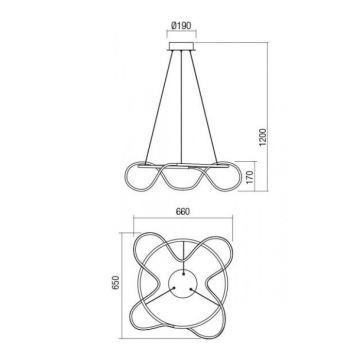 Redo 01-2110 - Светодиодная подвесная люстра с регулированием яркости CORRAL LED/40W/230V 3000K золотистый