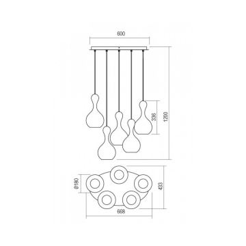 Redo 01-2263 - Подвесная люстра LOB 5xE27/42W/230V медный