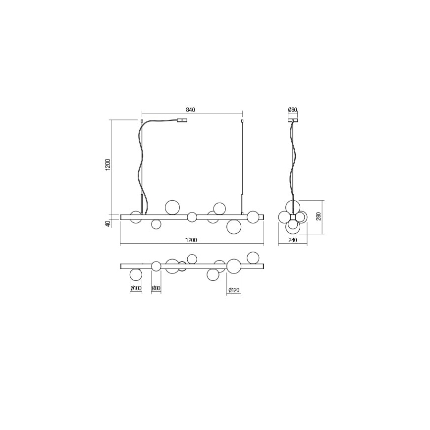 Redo 01-2376 - Подвесная люстра GOJI 8xG9/28W/230V золотистый