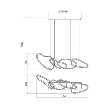 Redo 01-2596 - Светодиодная подвесная люстра с регулированием яркости BIAS LED/87,4W/230V CRI 90 3000K черный