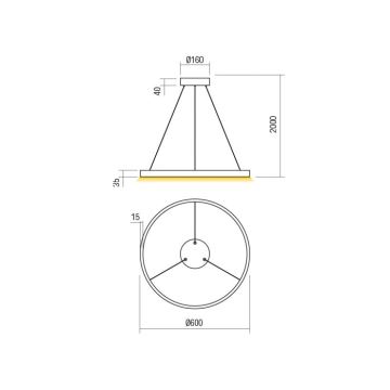 Redo 01-2865 - Світлодіодна підвісна люстра з регулюванням яскравості FEBE LED/37W/230V золотий