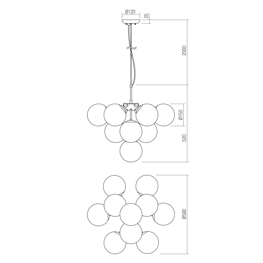 Redo 01-2941 - Подвесная люстра AGAPE 10xE14/28W/230V черный