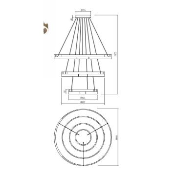 Redo 01-3182 - Светодиодная подвесная люстра с регулированием яркости CASTLE LED/80W/230V черный