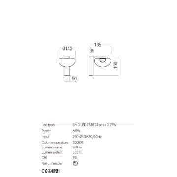 Redo 01-3242 - Светодиодный настенный светильник SINCLAIR LED/6,5W/230V CRI 93 IP21 черный