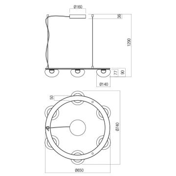 Redo 01-3247 - Светодиодная подвесная люстра с регулированием яркости SINCLAIR LED/37,2W/230V CRI 93 IP21 золотистый