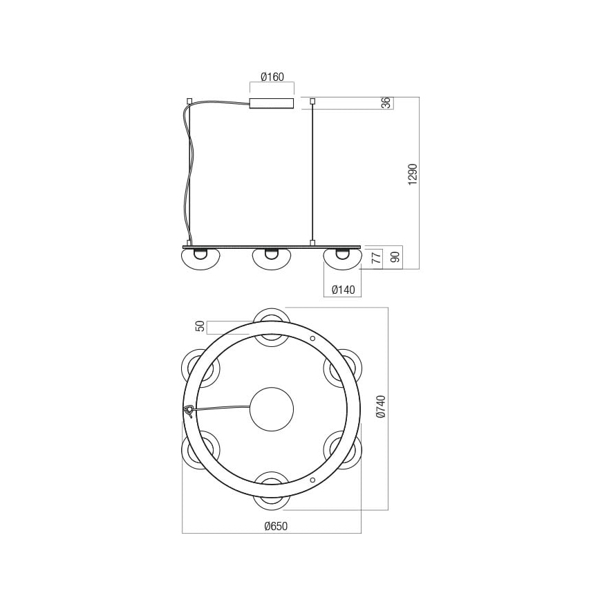 Redo 01-3247 - Светодиодная подвесная люстра с регулированием яркости SINCLAIR LED/37,2W/230V CRI 93 IP21 золотистый