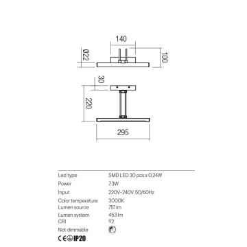 Redo 01-3468 - LED підсвітка картин IKON LED/7,3W/230V 29,5 см CRI 92 білий