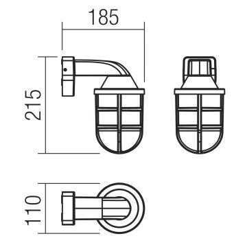 Redo 90205 - Уличный настенный светильник CAGE 1xE27/28W/230V IP44 латунь