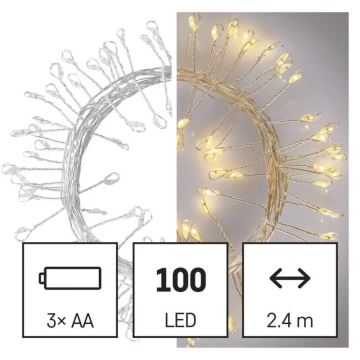 Різдвяна LED гірлянда 100xLED/3xAA 2,7м теплий білий