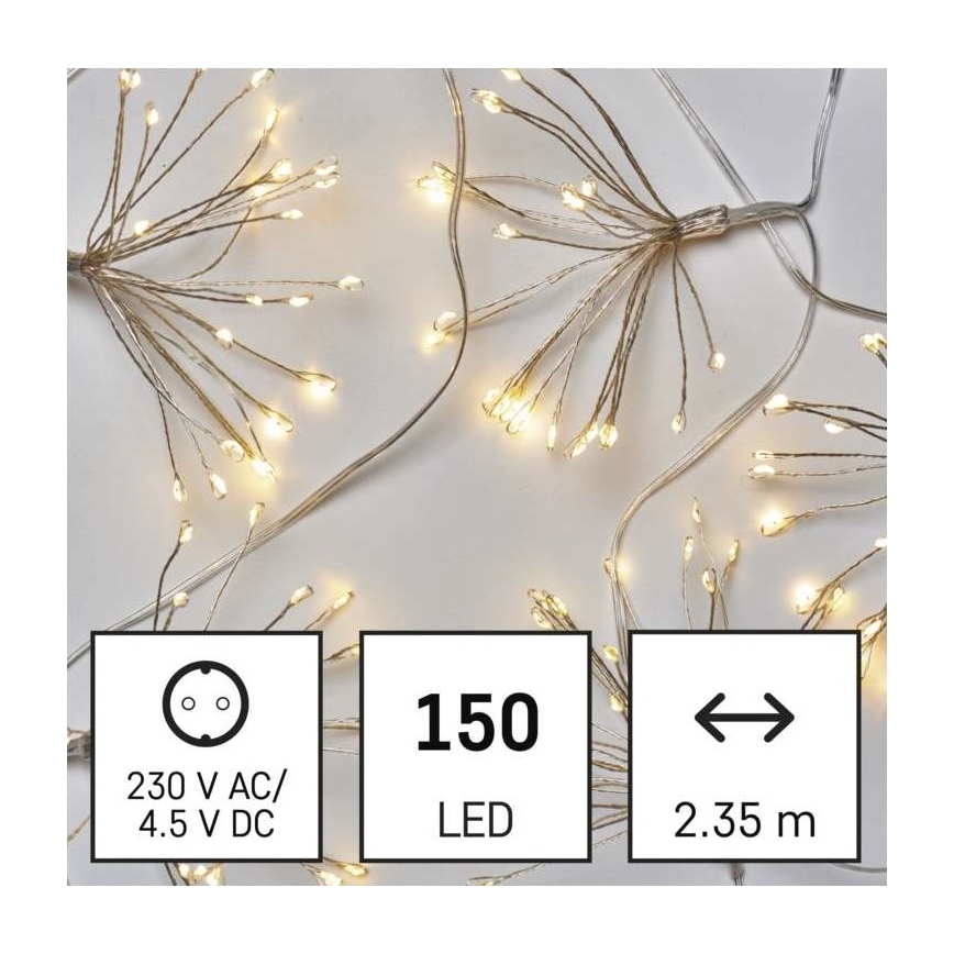 Різдвяна LED гірлянда 150xLED/5,35м теплий білий