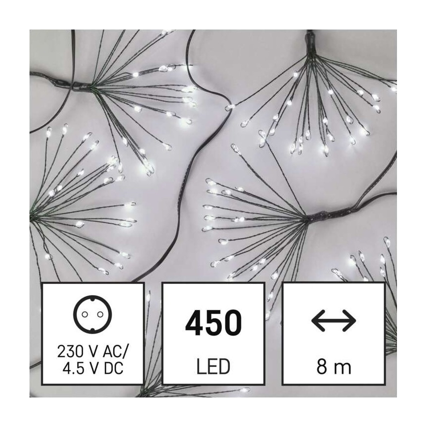 Різдвяна LED гірлянда 450xLED/11м холодне біле світло