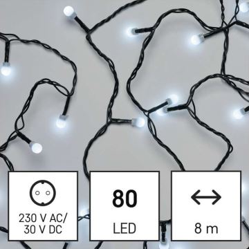 Різдвяна вулична світлодіодна гірлянда 80xLED/13м IP44 холодний білий