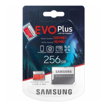 Samsung - Карта памяти MicroSDXC 256 ГБ EVO+ U3 100 Мб/сек + SD-адаптер