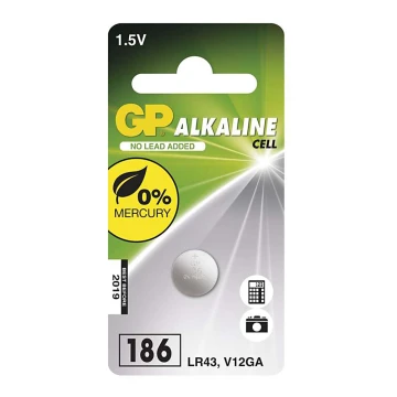 Щелочная кнопочная батарейка LR43 GP ALKALINE 1,5V/70 мАч