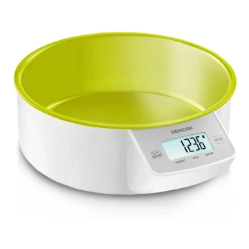 Sencor - Цифрові кухонні ваги 2xAAA білий/зелений