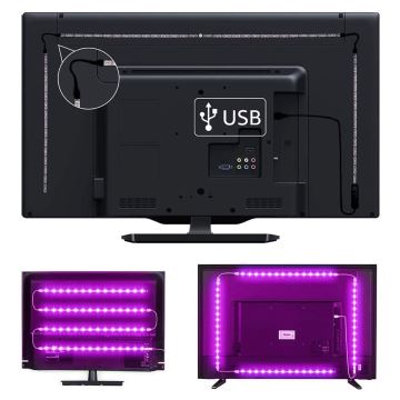 LED RGB Стрічка для телевізора з регулюванням яскравості LED/6W/5V Wi-Fi Tuya + пульт дистанційного керування
