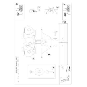 Люстра на штанге FILLAN 5xE27/60W/230V черный