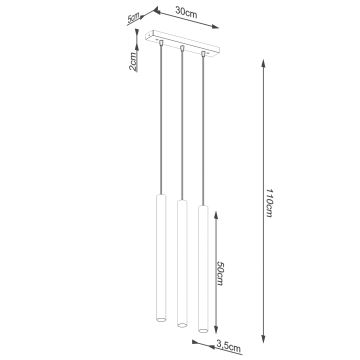 Підвісна люстра PASTELO 3xG9/8W/230V бук