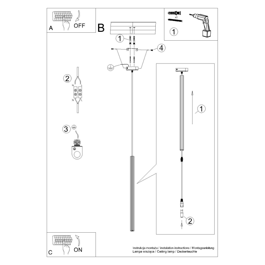 Підвісна люстра ARCHE 1xG9/8W/230V золотий