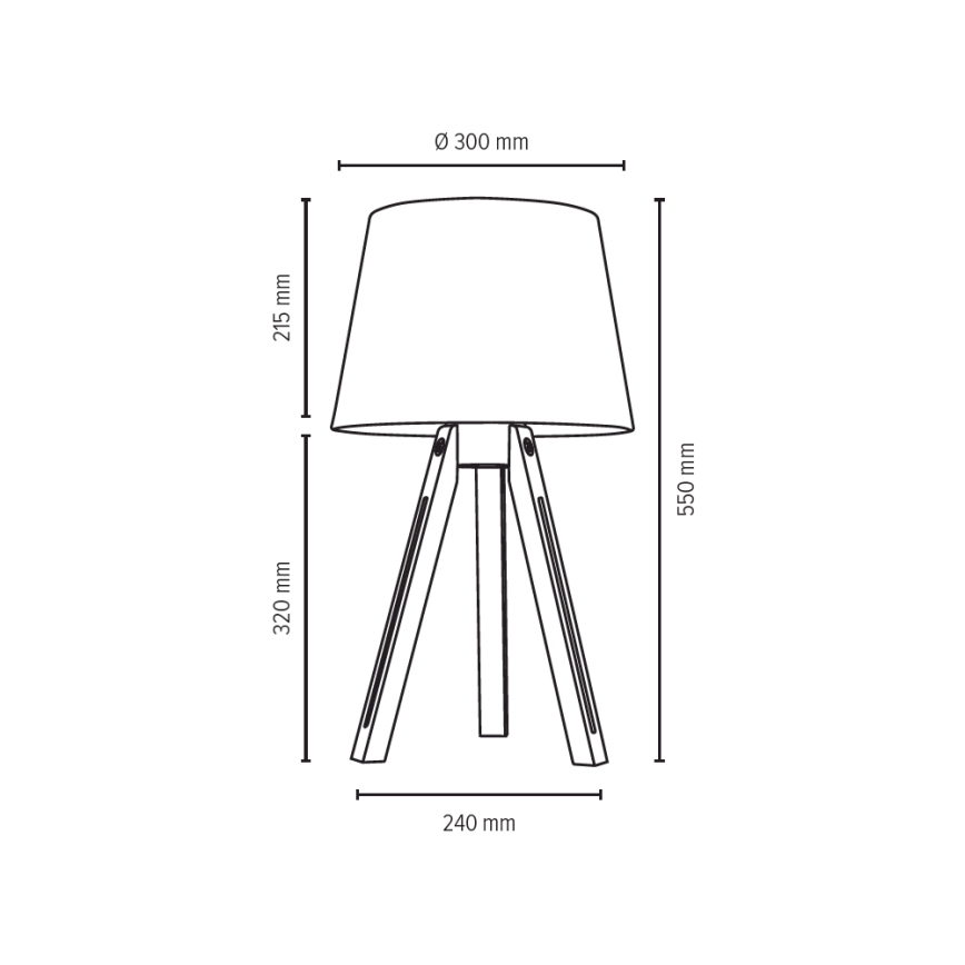 Настольная лампа TRIPOD 1xE27/40W/230V бук - сертифицировано FSC